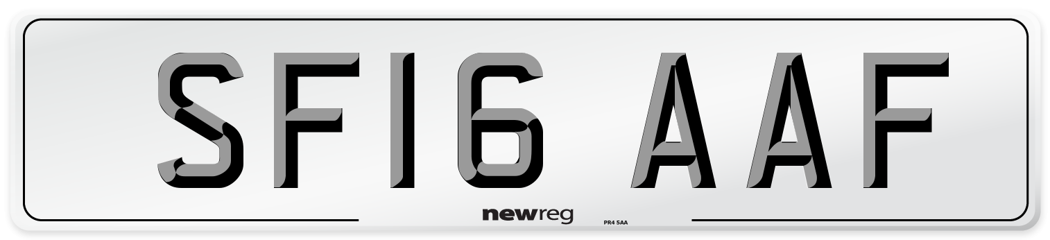 SF16 AAF Number Plate from New Reg